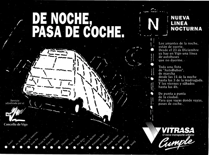 Publicidad del nuevo servicio nocturno del Faro de Vigo, del 23 de diciembre de 1994