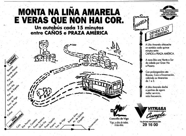 Publicidad de la línea amarilla. Fuente: Faro de Vigo