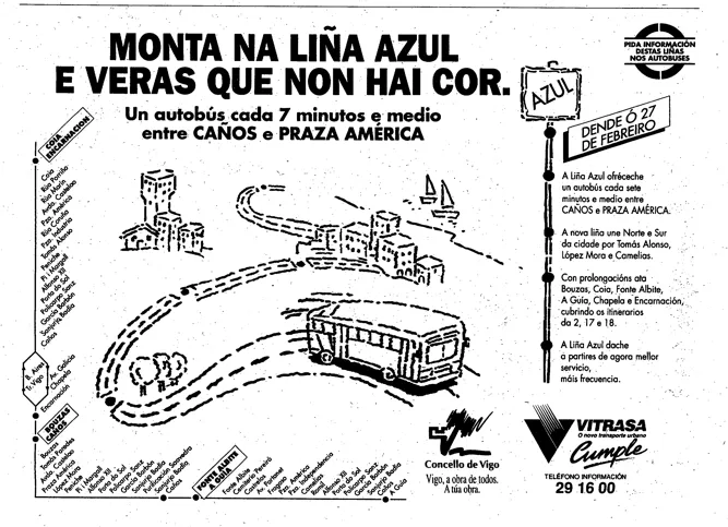 Publicidad de la línea azul. Fuente: Faro de Vigo