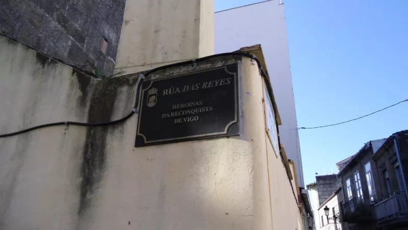 Placa de la Rúa das Reyes, el último cambio realizado en el callejero, en 2016.